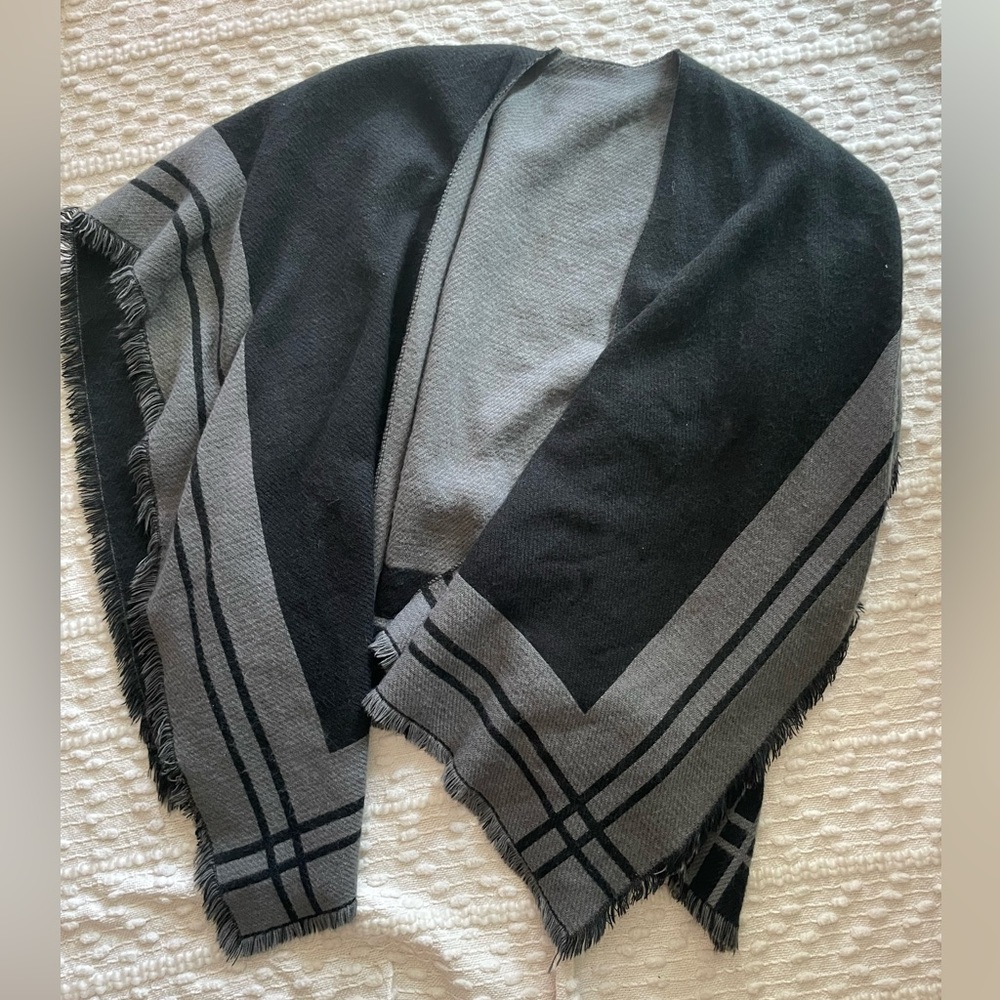 Black and Gray Striped Shawl